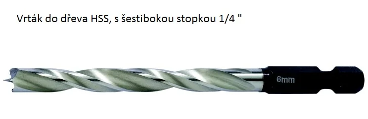Profi vrták do dřeva, HSS, s šestibokou stopkou 1/4\\" Nízká Cena